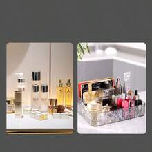 1pc PET Material Transparent Gray Color Luxury Dressing Table Top, Office Desk, Stationery Storage Box, Glacier Pattern,Back To School,School Supplies - Single Piece - View 6