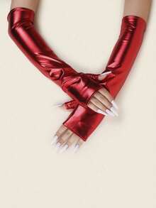 1 Pair Women's Sexy Patent Leather Long Fingerless Gloves, Punk Style For Formal Dress Party And Events - Multicolor - View 10