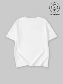 200g Cotton T-Shirt 2025 Men's New Short-Sleeved Cotton Vacation Pattern Short-Sleeved Crew Neck Matching Look