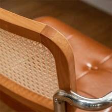 Chaise de bureau en rotin, style nordique, simple, pivotante, avec accoudoirs, idéale pour la chambre à coucher ou le jeu