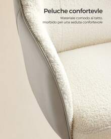 SONGMICS Sedia da Studio in Casa, Sedia Girevole, Regolabile in Altezza, Portante di 110 kg, Struttura in acciaio, Tessuto Cotone-lino Respirante, Studio, Camera da Letto, Beige Cappuccino