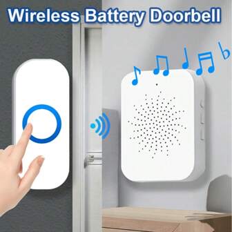 Timbre inalámbrico 1 receptor 1 botón Timbre de puerta de larga distancia resistente al agua para el hogar. Timbre de puerta con voz inteligente USB, control remoto inalámbrico, timbre electrónico de música