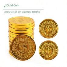 50pcs Plastic Pirate Coins Treasure Hunt Fake Gold Coins Party Favors Pirate Adventure Theme Party Supplies, Christmas Gift - Multicolor - View 19