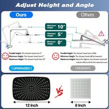 12" Rain Shower Head With Handheld Spray 4 Settings High Pressure Shower Head Rainfall Showerhead With Handheld Sprayer + 12" Shower Head Extension Arm,79" Shower Hose, 12" X 8" Rectangle Shower Heads - Chrome - View 4