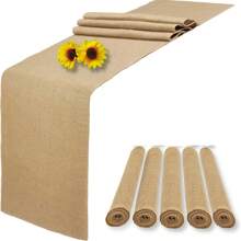 Pack Of 5 Natural Burlap Tablecloths, Country Jute Tablecloths & Placemats In Bulk, Suitable For Western Wedding Table Decoration, Farmhouse Style Party, Thanksgiving, Kitchen Table Decoration