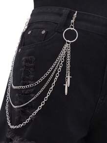 1pc Fashion Pendant Multi-Layer Metal Pants Chain, Suitable For Casual Wear, Outdoor, Sports, Vacation, Travel, Graduation Gift, Party Outfit Accessory
