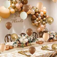 20pcs/40pcs 10-Inch Brown And Gold Retro Cream-Colored Balloons, Beige Balloons, Neutral Ivory Balloons, Metallic Gold Balloons For Birthday, Baby Shower, Boho Jungle, Wedding Decoration