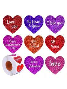 500 Stück funkelnde Herz-Aufkleber - sortierte Farben mit glitzernder Oberfläche, perfekt für Geschenkanhänger, Kartendekorationen und Partydekorationen | Ideal für Geschenke für Lehrer, Valentinstag und Feiern, Geschenkanhänger Dekorationen | Aufkleber mit glitzernder Oberfläche | Material: Polyvinylchlorid, Geschenkdekorationen