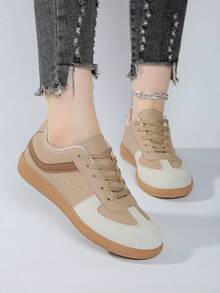 2025新款女士平底运动休闲运动鞋 - 卡其色 - 查看 7