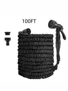 3X Telescopic Heavy-Duty Rubber Garden Hose With High-Pressure Water Gun - 3/4 Inch All-Season Outdoor Hose For Car Wash, Lawn Care & Yard Work, Includes European Thread Adapter