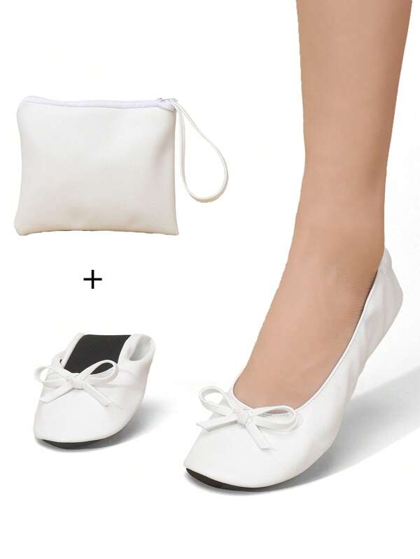 Women's Fashion Casual Soft Comfortable Versatile Suitable For Indoor, Lightweight Foldable Slip-On, Ballet Dance Flat Shoes