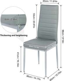 Dining Table And Set Of 4 Chairs, White Drop Leaf Kitchen Table With Grey PU Leather High Back Chair - White Table & 4 Grey Chairs - View 10