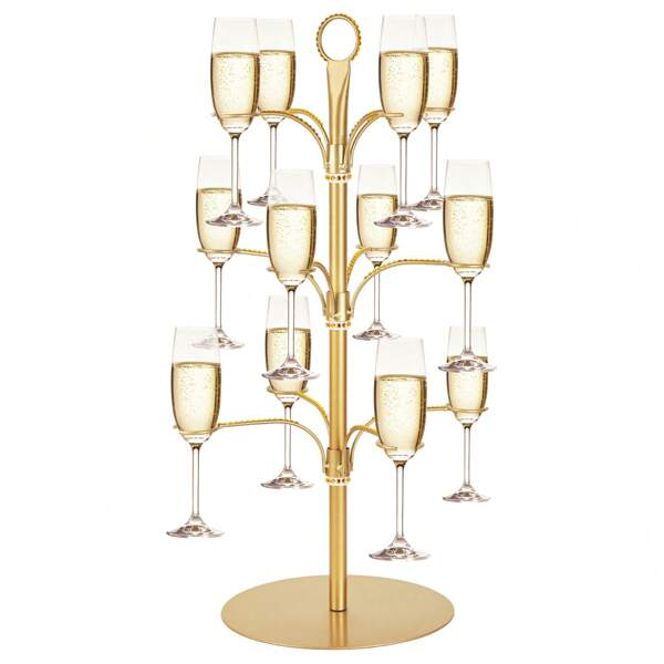 3-Tier Cocktail Tree Stand - Holds 12 Glasses For Champagne, Wine & Cocktails, Elegant Bar Display For Home Or Parties