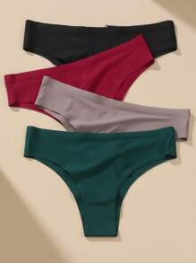VKME 4 Pezzi / Set Brasiliana a vita bassa da donna, Biancheria intima da donna senza cuciture e sexy