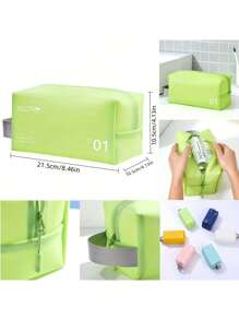 1pc PVC Colored Toiletry Bag - Portable, Durable, Large-Capacity Makeup Storage With Zipper | Ideal For Travel, Beach, Seaside Vacation, Mother's Day Gift