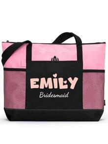 Personalized Zipper Tote Bag, Bridesmaid Gift, Wedding Party Gift, Teacher Tote Bag, Nurse Gift, Gift, Customized Letter Tote Bag For Women. Teacher's Day Gift. Personalized Letter CNA Tote Bag, Nurse Care Gift, RN, LPN, BSN, Stethoscope, Nurse's Day Gift, Nurse's Day Creative, Embroidered Zipper - Multicolor - View 4