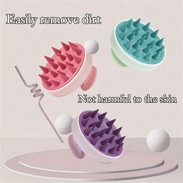 Cepillo de cabello de silicona, cepillo suave de limpieza del cabelludo, cepillo de masaje para la ducha, herramienta de lavado de cabello, cepillo de lavado de cabello, cepillos de cabello para masaje del cabelludo, decoración antifcaspa para el hogar y el baño, decoración de otoño, de vuelta a la escuela