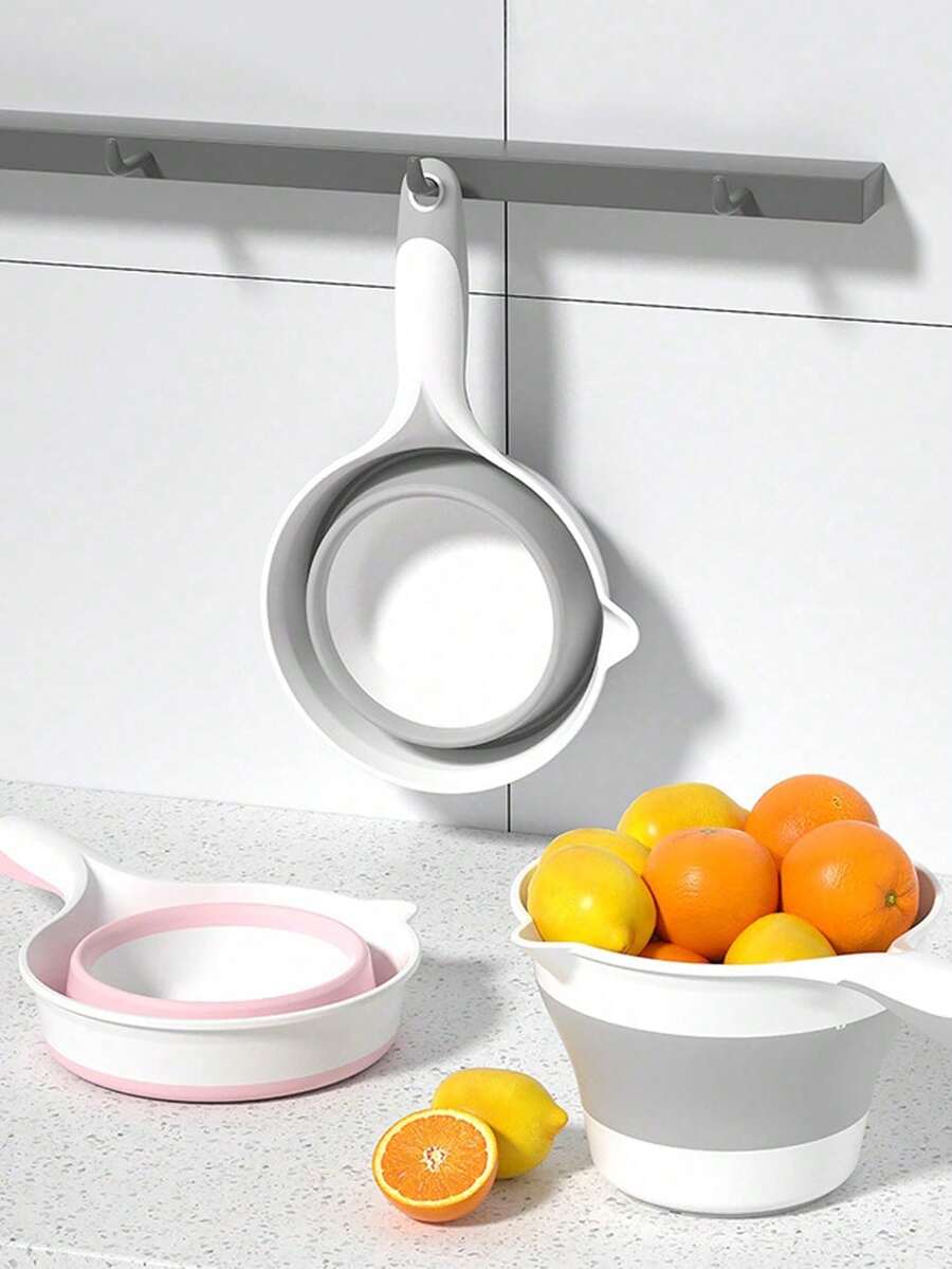 1 件可折叠厨房/浴室水果蔬菜洗脸盆，大容量多功能水勺，防溅