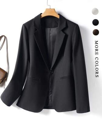 Elegant And Fashionable Solid Color Women's Suit Jacket, Suitable For Casual And Professional Occasions
