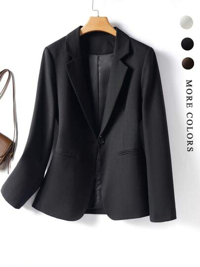 Elegant And Fashionable Solid Color Women's Suit Jacket, Suitable For Casual And Professional Occasions