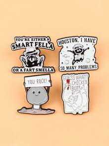 1PC Raccoon Cat Animal Quotation Enamel Brooch Lapel Pins Badge On Backpack Clothing Accessories Jewelry Fashion Gifts For Friends - Multicolor - View 2