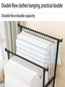 1pc Large Size Portable & Easy-To-Move Clothes Hanger Rack, Suitable For Balcony, Floor-Standing Storage Rack For Clothes, Hat And Shoes