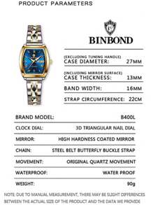 1 pieza Regalo Relojes de mujer de marca real BINBOND (Original) Correa de acero inoxidable antióxido plateado 50M resistente al agua Función de calendario semanal en inglés Manecillas luminosas Elegante azul y verde Regalo Pulsera delgada Importado de Japón Movimiento automático de cuarzo Regalo para hermana, madre, cumpleaños, boda