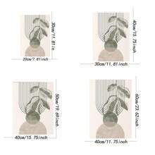 1/3Pcs Bohemian Style Posters Abstract Line Art With Plant Elements Wall Arts, Optional Frame Suitable For Home Office, Bathroom, Living Room, Bedroom, And Dining Room Decoration Optional Frame ,Wall Art With Frame