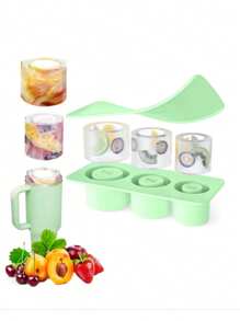 1 Set Of 20oz, 30oz, 40oz Reusable Silicone Ice Mold Buckets For Beverages, 3pcs Cylinder Ice Cube Trays, Compatible With Stanley