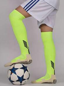 Thick Terry Football Socks With Non-Slip Grip Bottom, Soccer/Running/Sports Crew Socks, Comfortable & Durable