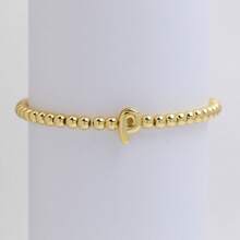 1pc Bubble Bead Alphabet Letter Bracelet 26 Letters A-Z Personalized Name Gift For Women, Chic Jewelry - Gold - View 29