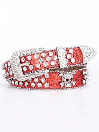 Einfarbiger Straßenmode Gürtel aus PU-Leder für Herren und Damen; Personalisierter Herrengürtel mit Diamanteinlage, vielseitig einsetzbar, hochwertig