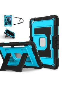 Military Industry Anti-Fall 1pc Large Stand Tablet Case Compatible With IPad Mini6 (2021) / Mini7 (2024), IPad 10.2 7th 8th 9th (2019/2020/2021), IPad 10th 10.9 (2022)/IPad(A16) 11" (2025), IPad Air4 10.9 (2020), IPad Air5 10.9 (2022), IPad Air 11" M2/M3 (2024/2025), With Pencil Slot