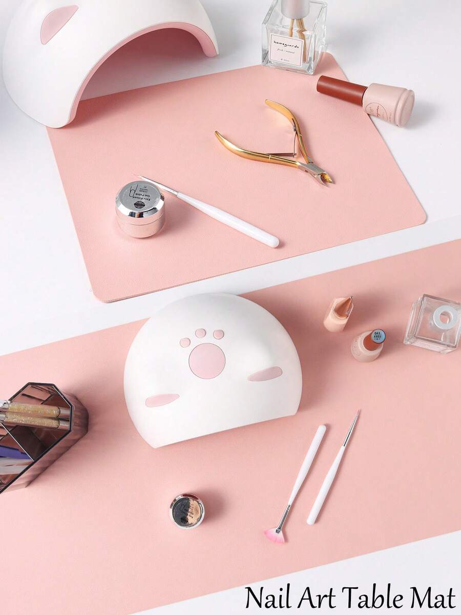 FULL BEAUTY Pink Manicure Desk Mat, Portable Foldable Manicure Armrest Pad, Ultra-Fine Fiber Leather Soft Manicure Mat, Waterproof And Stain-Resistant Armrest Pad, Manicure Mat, Manicure Desk Mat, Dedicated Manicure Salon Desk Mat - Baby Pink - View 1