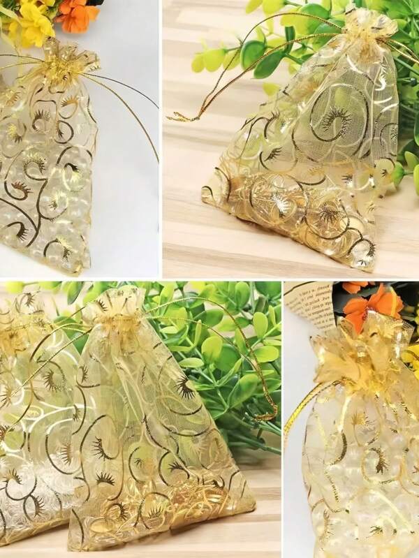 5/10/20/50/100PcsEyelash Style Yarn Bags, Gift Packaging Bags, Home Necessities, Festival And Party Supplies, Wedding Supplies, Nylon Bags, Table Center Gift Decoration Packaging, Baking Packaging Bags, Jewelry And Accessory Packaging, Gift Hanging Bags, Birthday Gift Jewelry Drawstring Bags, Wedding Banquet Bags, Wedding Small Packaging Bags, Candy Snack Bags
