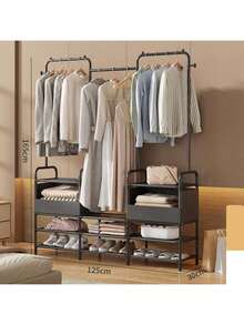 1 Set Easy Assemble Closet Organizer, Home Bedroom Reinforced Steel Rack Wardrobe, Clothes Hanging Storage, Bedroom Clothing & Miscellaneous Storage Cabinet, Sturdy Minimalist Modern - Multicolor - View 17
