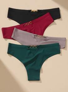 VKME 4 Pezzi / Set Brasiliana a vita bassa da donna, Biancheria intima da donna senza cuciture e sexy