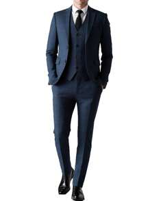 Traje de 3 piezas de hombre Furuyal: Blazer, chaleco y pantalones, corte slim, estampado a cuadros, para fiestas, bodas, negocios y ocasiones formales, tallas XS-3XL, color gris oscuro
