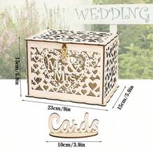 1 set scatola portacarte da matrimonio in legno con serratura e portacarte, portacarte e portadanaro stile country per matrimonio, scatola regalo da matrimonio per ricevimento, anniversario, addio al nubilato, festa, richiede assemblaggio