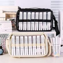 1 pieza Bolsa de almacenamiento de bolígrafos, Estuche de lápices transparente multicapa, Bolsa organizadora de papelería de gran capacidad, Bolsa multifuncional para estudiantes de arte, Bolsa ligera para el hombro/cruzada, Bolso portátil - Estuche para lápices - Ver 10