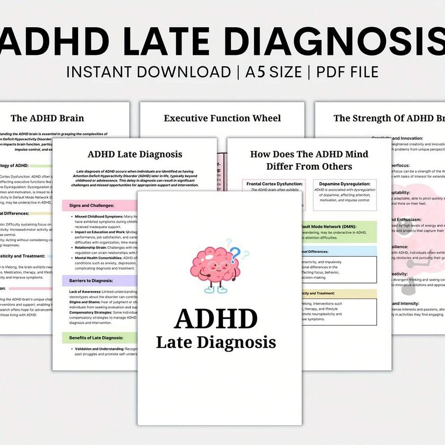 ADHD Late Diagnosis Therapy Worksheets, English, Adult ADHD Planner, Overcome Procrastination, Problem Solving Worksheet For Adult - A5 - View 1