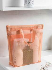 Portable Storage Bag, Travel Toiletry Bag, Large Capacity Shopping Bag, Outdoor Mesh Beach Storage Bag