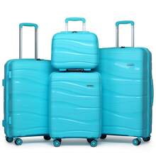 4-Piece Suitcase Set 14/20/24/28 Inches, Cosmetic Case, Hand Luggage & Check-In Suitcase Made Of PP With TSA Lock, 4 Wheels, Lightweight, Quiet, Hard Shell, Ideal For Travel, Vacation, Study, Dorm Life And As A Gift For Men And Women - 水鴨藍 - 查看 10