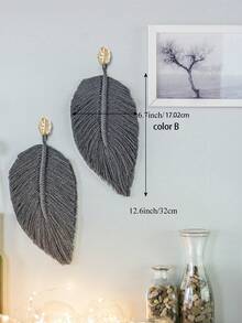 1 件手工制作的波西米亚风格羽毛流苏挂饰，适用于卧室和客厅 - 彩色 - 查看 9