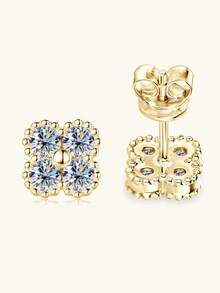 XUJIA 1 Pair 925 Sterling Silver 3mm Round Moissanite Stud Earrings, Women's Fashion Earrings, Engagement Wedding Jewelry Gift