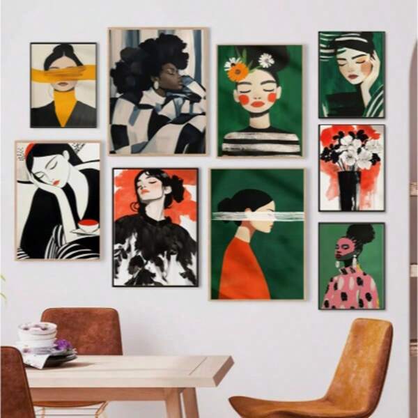 1/3PCS Optional Frame Posters Wall Arts Modern Women's Freedom And Freedom Series Theme Fashion Popular Studio Room Home Decoration ,Wall Art With Frame