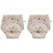 Paquete de 3 pantalones de entrenamiento para ir al baño reutilizables y lavables para niños y niñas pequeños, con patrones de animales lindos, ajuste regular, sin cintura, estiramiento medio, pantalones de pañal de entrenamiento para recién nacidos, material suave para lavar a máquina o a mano - un gran regalo para baby shower para varias ocasiones