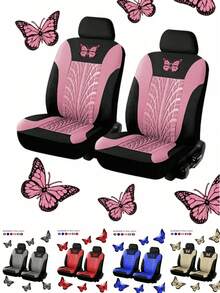 Bộ 4 tấm bọc ghế ô tô thêu hình bướm đa năng, làm từ vải polyester, phù hợp cho mọi mùa, có thể giặt, phù hợp với xe SUV, sedan, van, tương thích với túi khí, bảo vệ ghế ô tô kích thước và hình dạng lốp xe phổ thông. - phong cách A - Xem 10