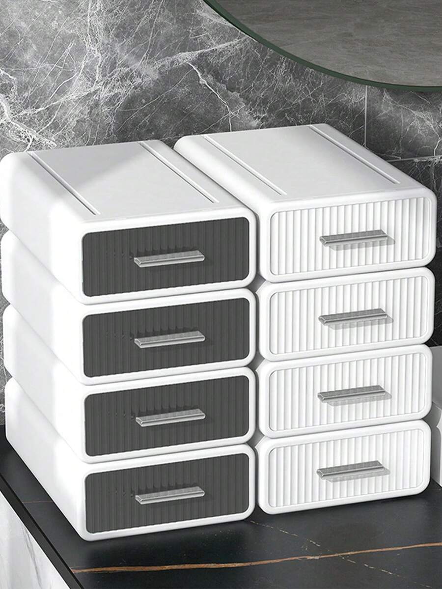 1 pieza Caja organizadora de escritorio de metal plateado, caja de almacenamiento de cosméticos de lujo y ligera para escritorio de estudiantes, suministros de oficina