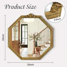 Octagonal Mirror Wooden Frame Wall Mirror Bohemian Style Decorative Wall Mirror With Farmhouse Decorative Mirror Suitable For Bedroom Living Room Entrance